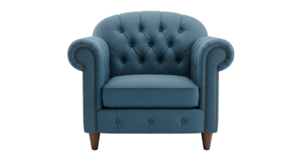 Isolated Blue Armchair on Transparent Background Realistic 3D Illustration