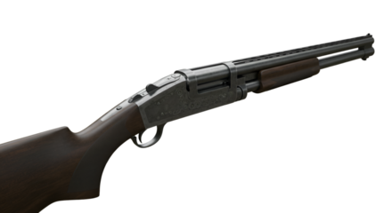 Isolated 3D Realistic Shotgun Military Weapon on Transparent Background