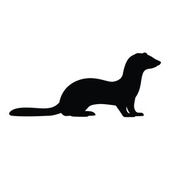 Silhouette of a ferret standing on a white background