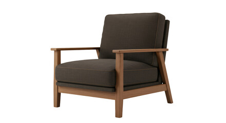 Fototapeta premium Isolated Brown Chair With Wooden Frame And Soft Fabric Against Black Background Illustration