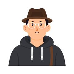 Illustration of Avatar Man Wearing Hat and Glasses