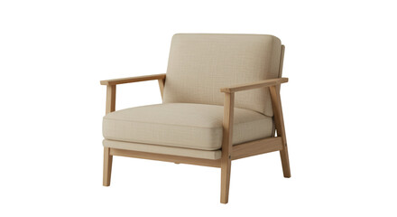 Fototapeta premium Isolated 3d Render of a Beige Upholstered Armchair on Transparent Background