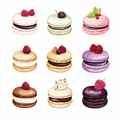 Macaron cookie pattern. Exquisite vector patterns
