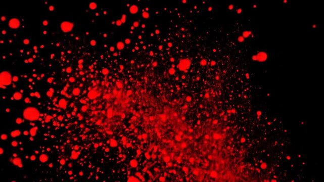 Abstract Red Splatter Against Black Background for Blood Effect Design Elements Horror Theme and Halloween Decoration Concepts