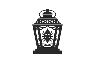 haunted lantern silhouette vector illustration