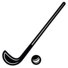 Clean line art illustration of a field hockey stick with a ball suitable for sports graphics and branding