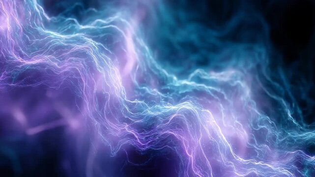 Bright electric blue lightning energy moving across dark background in a striking abstract power design