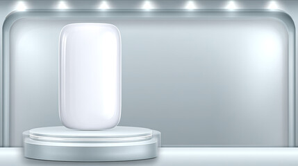 Minimalist modern device on neutral surface, showcasing clean geometric design.