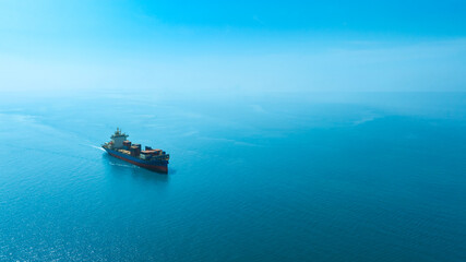 Aerial view of the freight shipping transport system cargo ship container. international transportation Export-import business, logistics, transportation industry concepts	