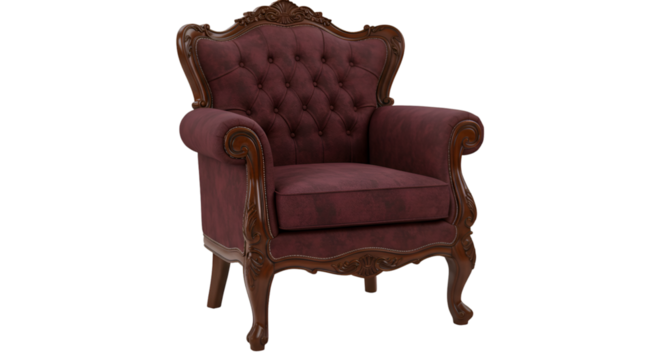 Isolated Antique Red Armchair On Transparent Background A Photo - Powered by Adobe