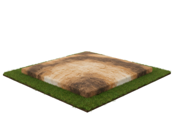 Isolated 3D Illustration of Grassy Ground Layered Square Earth Texture