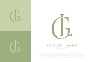 GL LG initial handwriting and luxury logo