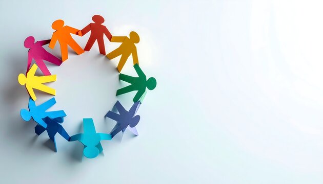 Colorful paper cutouts forming a circle