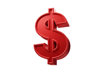 Isolated 3D Rendered Red Dollar Sign with Transparent Background