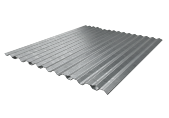 Isolated Corrugated Metal Sheet with Silver Gray Texture on Black Background