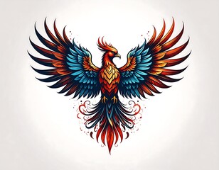 Obraz premium Colorful phoenix with outstretched wings