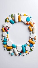 Obraz premium Colorful pills arranged in a circle
