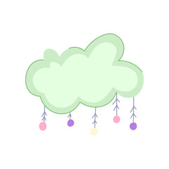 vintage boho cloud cartoon vector illustration