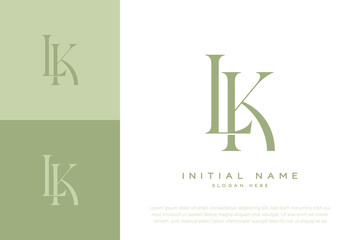 LK KL initial handwriting and luxury logo