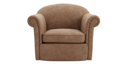 Isolated Chair with Brown Fabric Upholstery on a Transparent Background