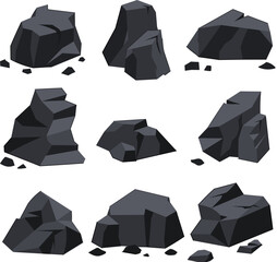 coal ore set cartoon vector illustration