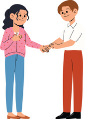 Fototapeta premium smile man proposing to woman, happy man surprise his girlfriend with diamond ring, Romantic Marriage Proposal, male put on engagement ring on woman, engagement proposal with love illustration
