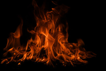 Fototapeta premium Fire flame texture for banner background. Burn abstract lights.