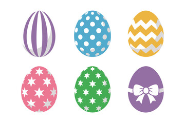 Easter egg collection, polka dot and striped eggs, spring holiday vector, cute decorative egg icons, pastel color illustration