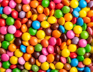 Obraz premium Colorful, round candies densely packed together creating a vibrant texture