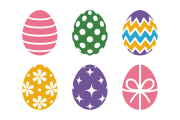 Floral Easter egg icons, spring holiday collection, decorative pattern vector, pastel egg illustration, festive celebration clipart