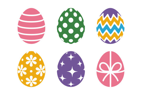 Floral Easter egg icons, spring holiday collection, decorative pattern vector, pastel egg illustration, festive celebration clipart