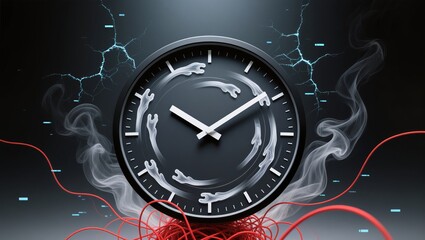 Symbolic Burnout Clock Representing Time Pressure and Stress with Uncontrollable Hands