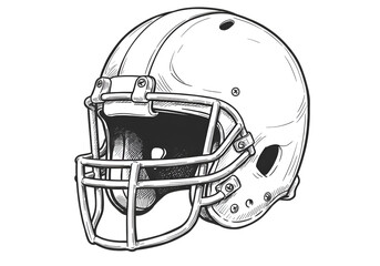Fototapeta premium Isolated Black And White Football Helmet Illustration In Transparent Background