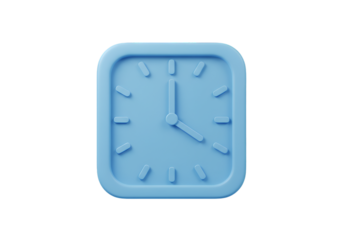 Isolated Blue Square Clock Illustration On Transparent Background