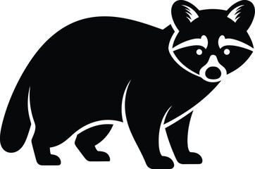 Obraz premium A captivating black silhouette of a raccoon, showcasing its distinctive mask and ringed tail, a charming representation of wildlife in nature
