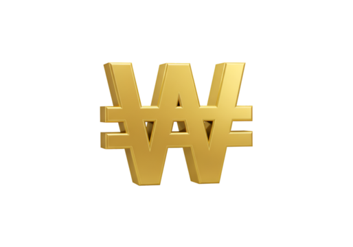 Isolated Golden Won Symbol On Black Background Financial Illustration