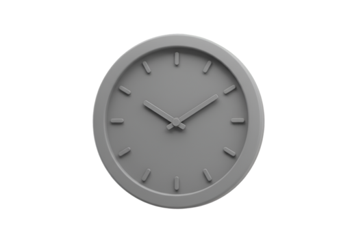 Isolated Gray Clock Isolated on Transparent Background Realistic 3d Render