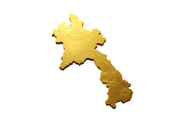 Isolated Golden Laos Map on Black Background 3D Illustration
