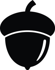 elegant modern detailed professional high quality Acorn Vector Icon On Transparent Background In Silhouette Style