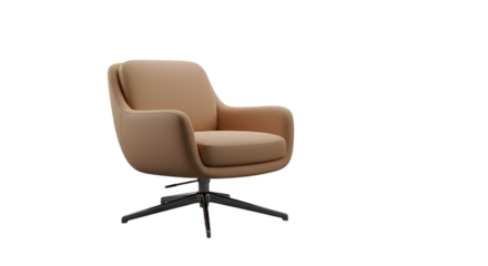 Isolated Brown Leather Armchair on Black Transparent Background 3d Rendering