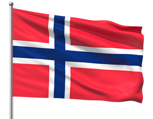 Fototapeta premium Waving Norway Flag representing Svalbard and Jan Mayen, realistic fabric texture, isolated on transparent background PNG