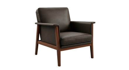 Fototapeta premium Isolated Brown Leather Chair On Wooden Frame Illustration
