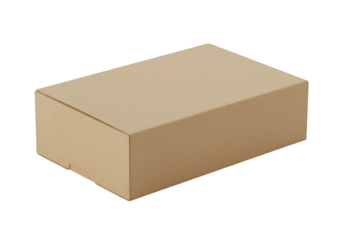 Isolated Brown Cardboard Box Package on Transparent Background