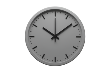 Isolated Grey Round Clock Against A Transparent Black Background