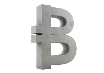 Isolated Concrete Bitcoin Symbol 3D Illustration on Transparent Background