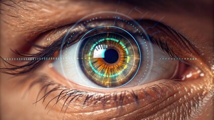 Explore concept of threat hunting in cloud networks through detailed eye illustration showcasing advanced technology and security awareness