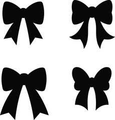 stylish elegant modern detailed professional high quality Black Silhouettes of Four Bows on Transparent Background