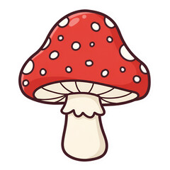 Isolated Illustration of a Red Mushroom on a Transparent Background
