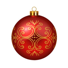 Isolated Christmas Ornament Red and Gold Bauble on Transparent Background Photo