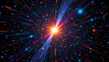 Obraz premium Vibrant Cosmic Starburst Amidst Starry